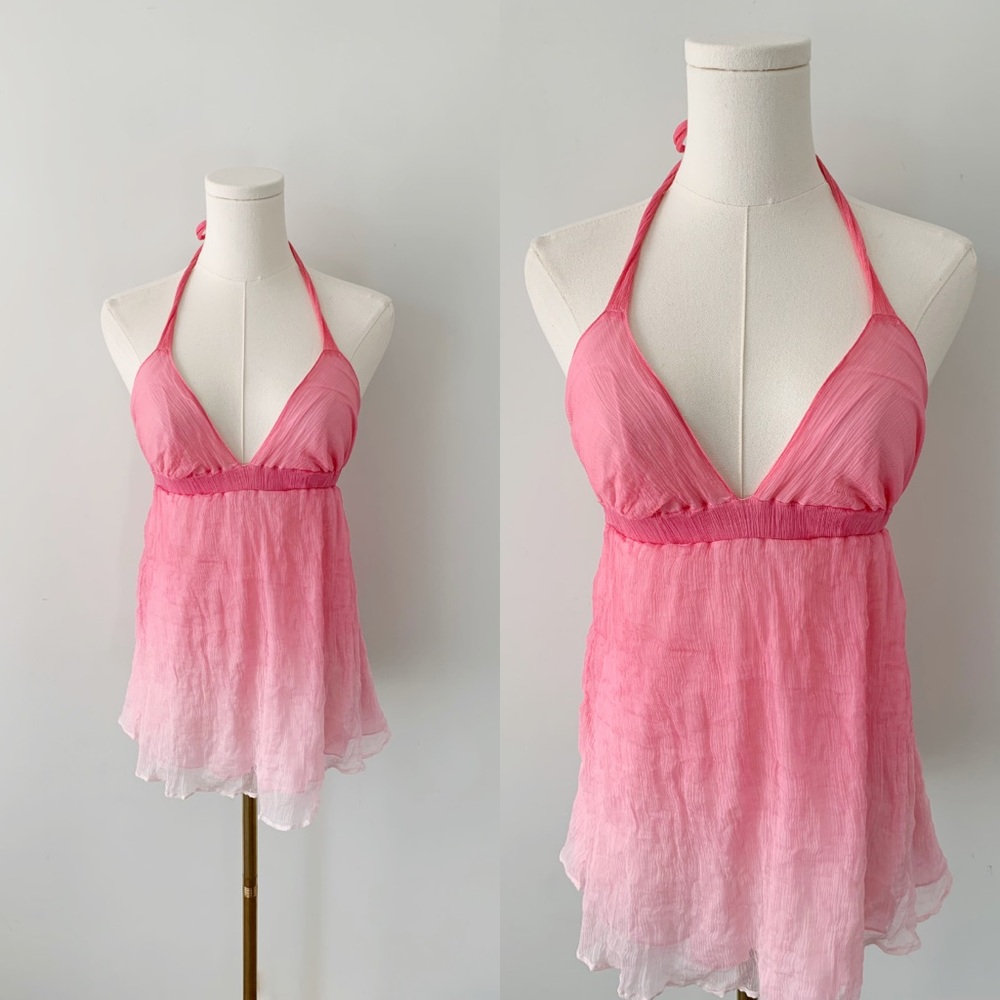 La Senza 100% silk pink ombré halter top